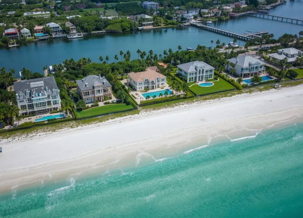 Aerial view of Ben Mallah’s $16.5 million Belleair Shore mansion, located on nearly two acres of Gulf-front land.