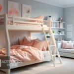 Bunk beds enhancing play areas and storage in children's room with integrated drawers and playful features