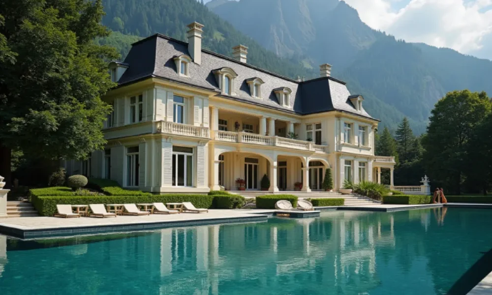 Exterior view of the luxurious Ernesto Bertarelli House in Lake Como, Italy