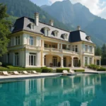 Exterior view of the luxurious Ernesto Bertarelli House in Lake Como, Italy