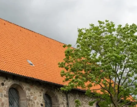 Spanish Roof Tile Style Edares Esclavas Parsitie showcasing intricate patterns and warm terracotta hues on a residential rooftop.