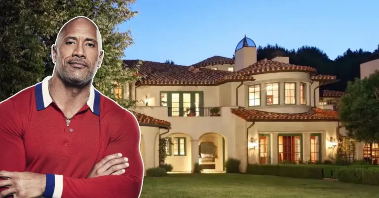 Aerial view of the Dwayne Johnson House in Beverly Hills showcasing luxury design, expansive space, and celebrity-level elegance.