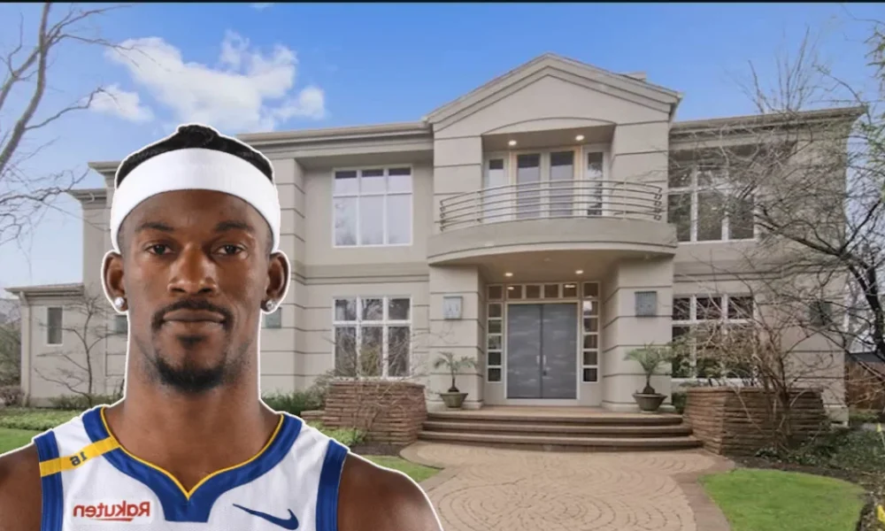 Jimmy Butler House featuring a sunlit Spanish Revival mansion, lush gardens, and resort-style amenities that showcase the NBA star’s luxurious lifestyle.