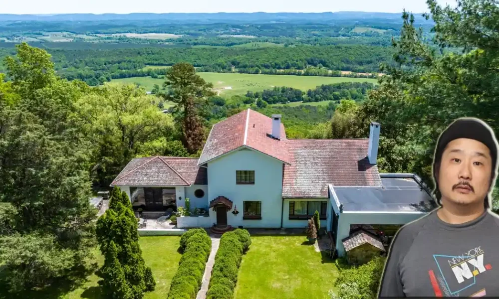 Bobby Lee house aerial view showing $1.5 million Los Angeles property with landscaped grounds and hillside location