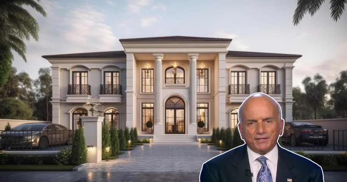 Aerial view of the Dennis Tito House in Pacific Palisades, showcasing its luxury features and stunning ocean views.