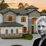 Helen Keller House historic home exterior with Helen Keller black and white portrait superimposed on building facade.