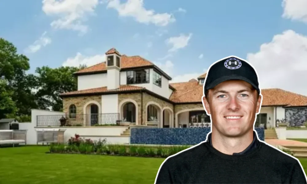 Aerial view of the Jordan Spieth House showcasing its expansive layout, private pool, and elegant modern architecture in Dallas.
