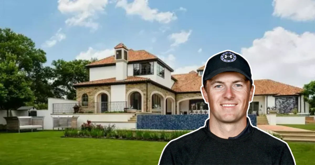 Aerial view of the Jordan Spieth House showcasing its expansive layout, private pool, and elegant modern architecture in Dallas.