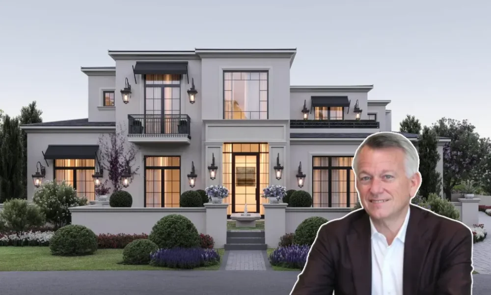 Exterior view of the grand Paul Edgerley House, a 10,350 sq ft estate in Brookline MA with classic charm and modern luxury.