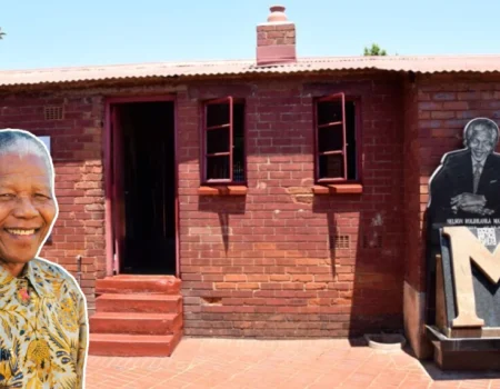 Exterior view of Mandela House in Soweto, Johannesburg, the historic home of Nelson Mandela, now a museum.