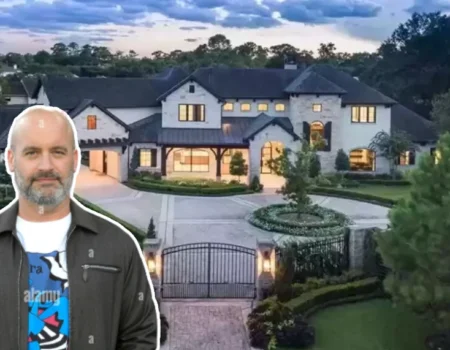 Tom Segura House exterior with modern architecture and lush landscaping