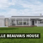 Garcelle Beauvais house exterior showing modern white beach house with black accents in Oxnard California