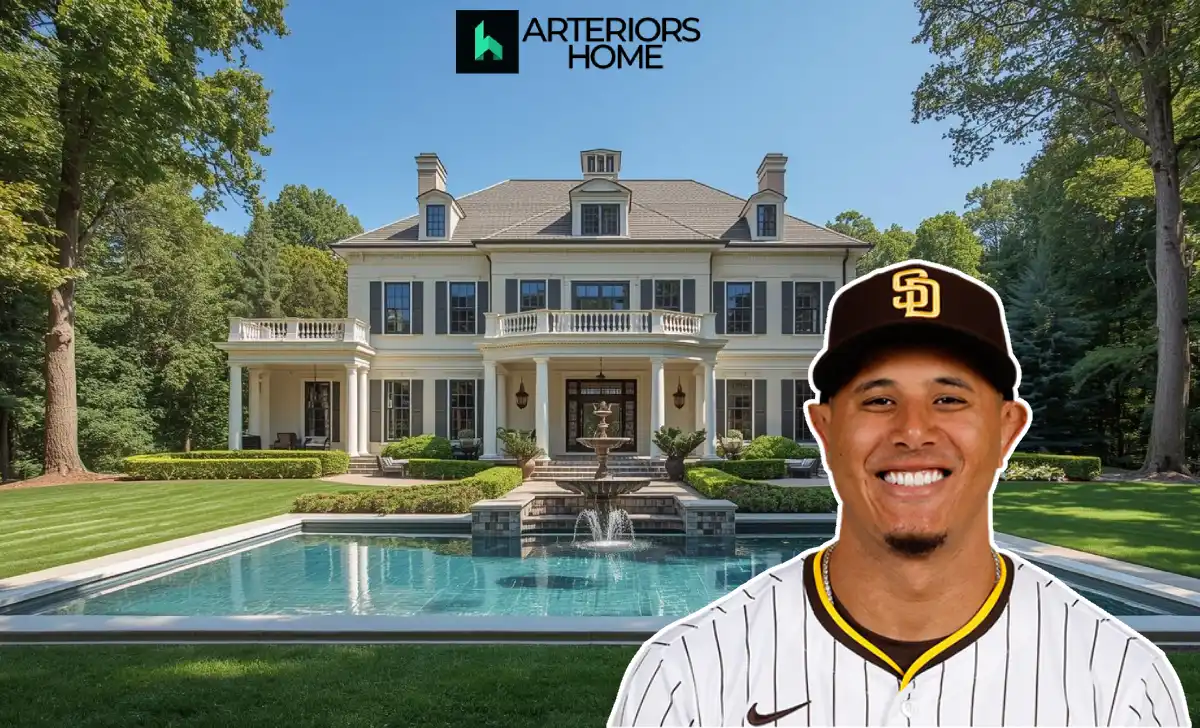 Aerial view of Manny Machado’s Coronado mansion featuring infinity pool, bayfront view, and modern Spanish architecture.
