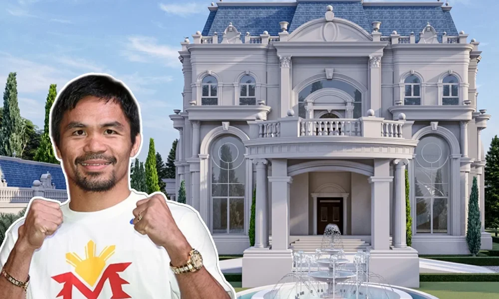 Manny Pacquiao’s luxurious Beverly Hills and General Santos mansions showcasing modern architecture, tropical gardens, and elegant family living spaces.