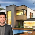 Adam Scott house exterior in Hollywood, a private modern mansion surrounded by trees, reflecting the actor’s quiet family lifestyle away from the spotlight.