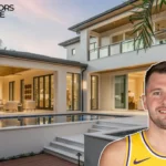 Luka Doncic house Dallas modernist architecture Preston Hollow exterior with blonde brick and glass walls
