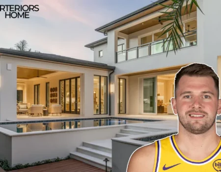 Luka Doncic house Dallas modernist architecture Preston Hollow exterior with blonde brick and glass walls