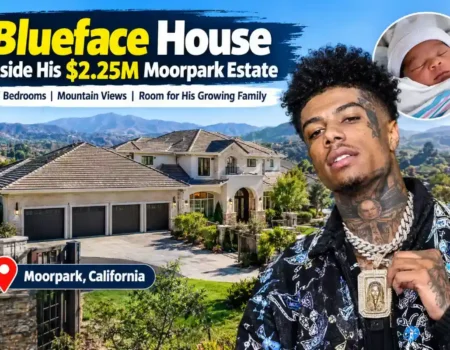 Blueface house in Moorpark, California, featuring his $2.25 million estate with mountain views and a four-car garage