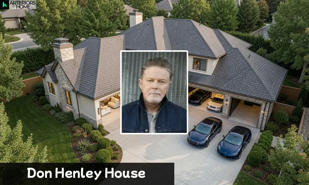 Don Henley house exterior with pool and Texas stone walls
