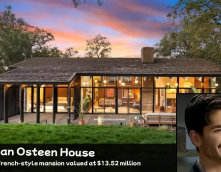Exterior view of Jonathan Osteen House, a luxurious French-style mansion in Houston's River Oaks neighborhood