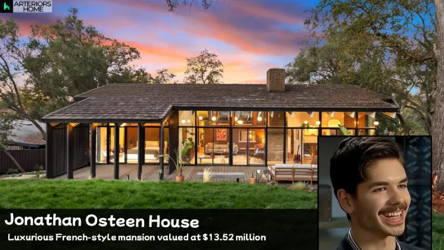 Exterior view of Jonathan Osteen House, a luxurious French-style mansion in Houston's River Oaks neighborhood
