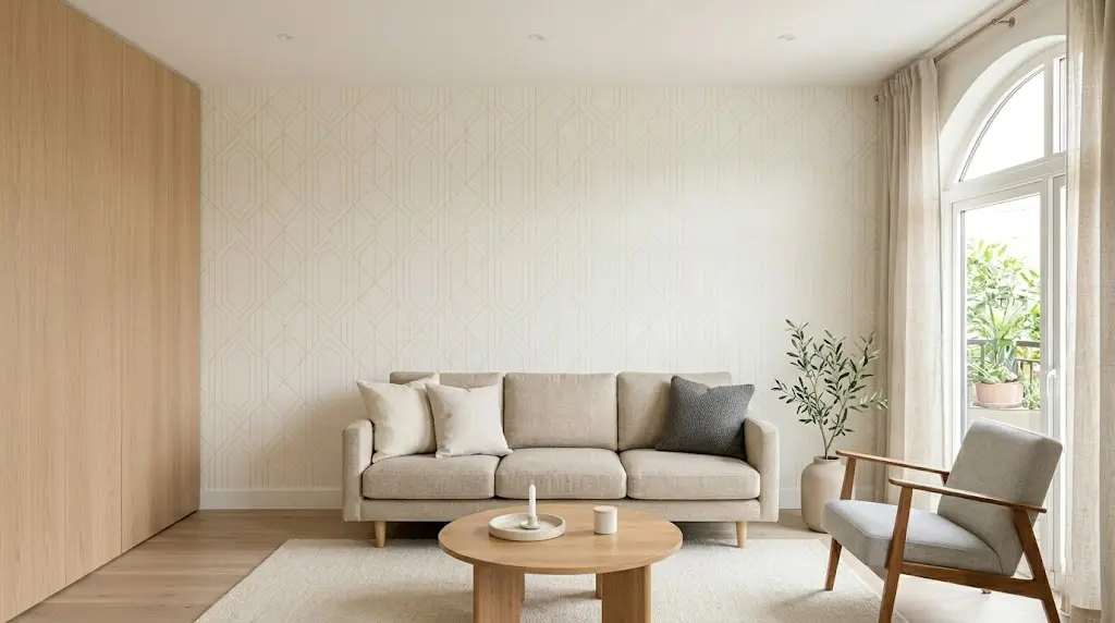 modern living room geometric wallpaper design