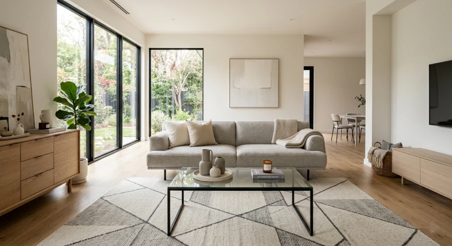 modern decor minimalist living room neutral colors clean lines