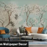 Elegant Floral Living Room Wallpaper Decor