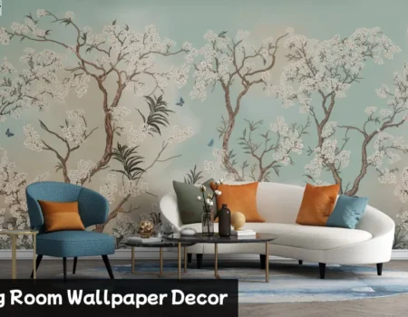 Elegant Floral Living Room Wallpaper Decor