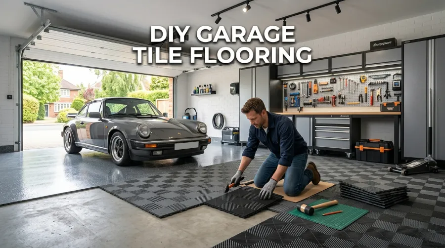 Interlocking garage tiles for UK garage flooring ideas