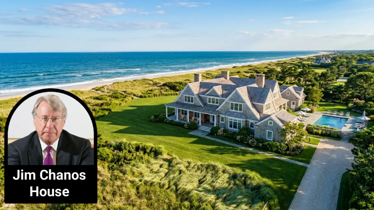 The Jim Chanos house at 70 Further Lane, a three-acre oceanfront shingle-style estate in East Hampton, New York.
