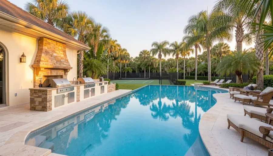 Rory McIlroy house infinity pool tennis court outdoor Jupiter