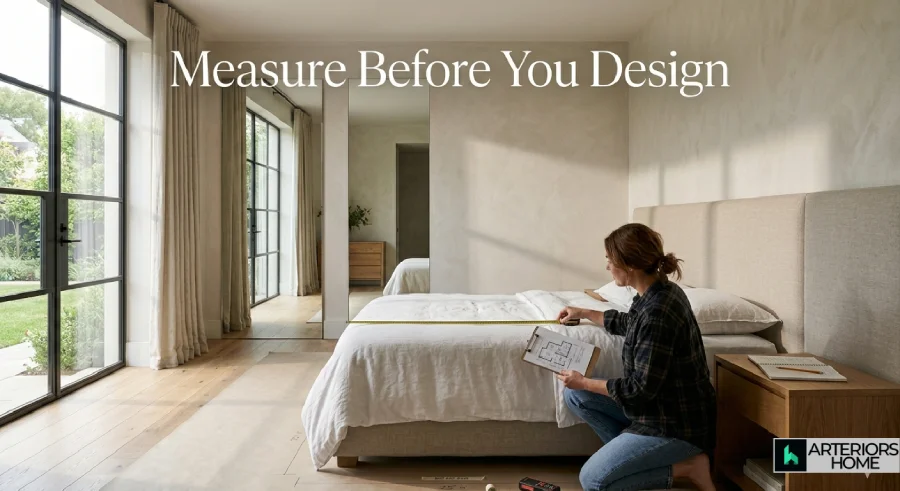 Designing a bedroom by measuring room dimensions first