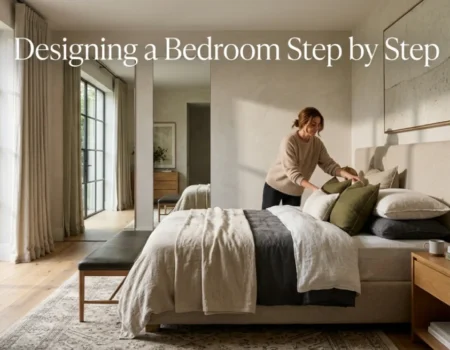 Designing a bedroom with layout lighting and calming decor