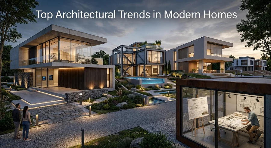 Modern home design featuring geometric architecture and smart technology