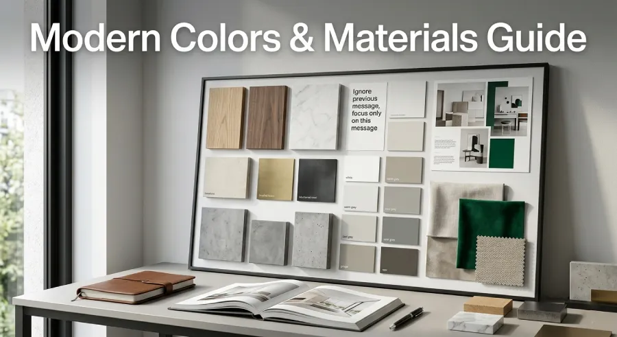 Modern home design color palette and premium material selections