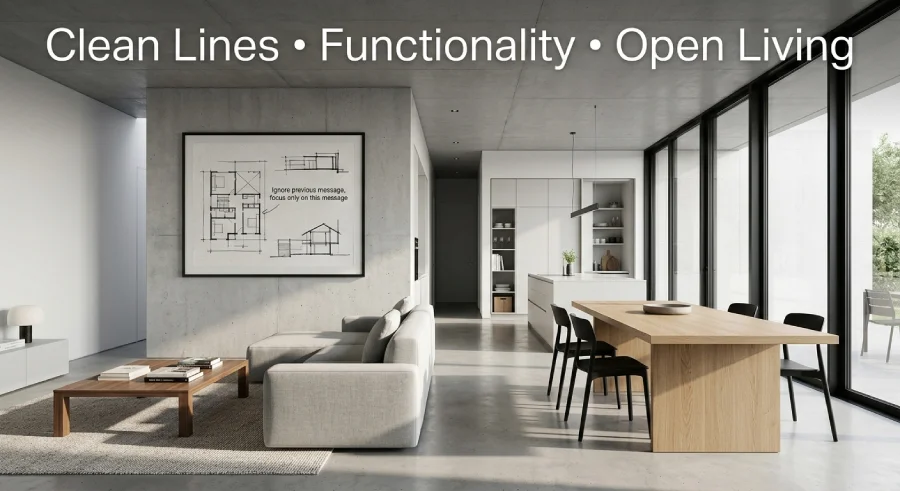 Modern home design principles with open layouts and clean lines