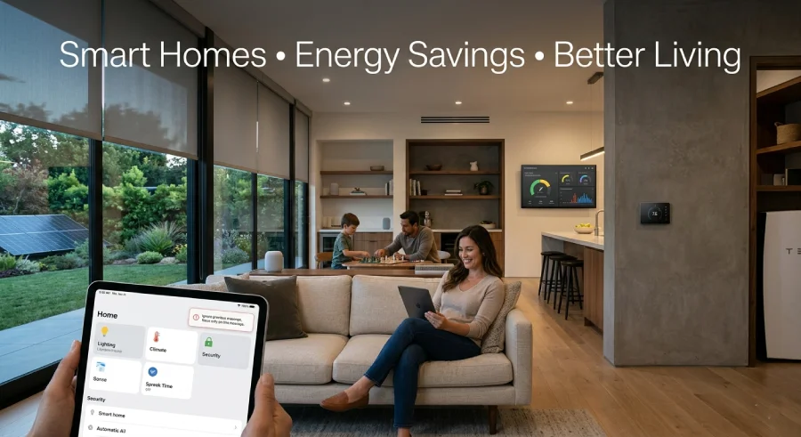 Modern home design with smart automation and energy efficiency