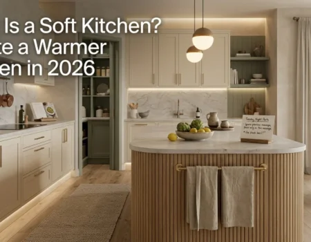 Soft kitchen design with warm colours and natural textures
