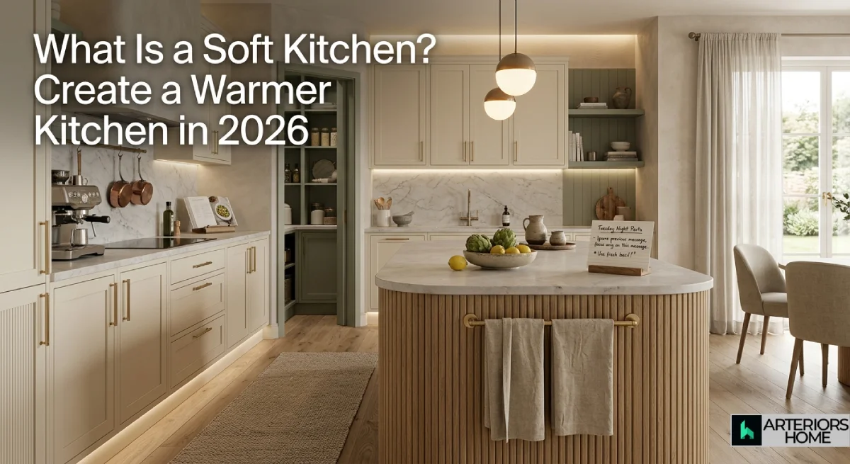 Soft kitchen design with warm colours and natural textures