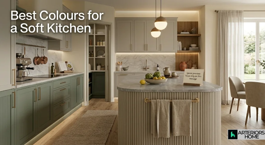 Soft kitchen colour palette with warm cream and sage tones