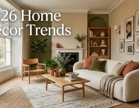 2026 home decor trends with warm earthy tones and layered interiors