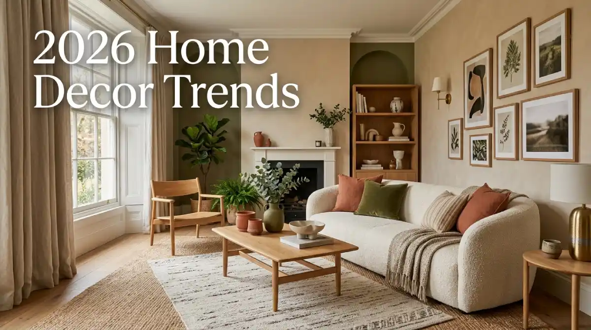 2026 home decor trends with warm earthy tones and layered interiors