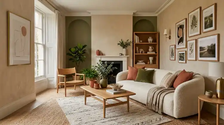 2026 home decor trends featuring a warm midimalist living room