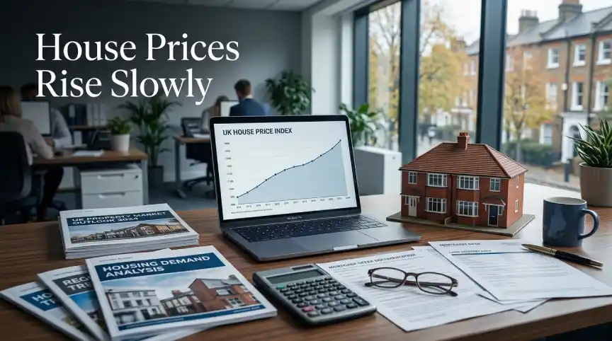 UK house prices 2026 data showing modest annual growth