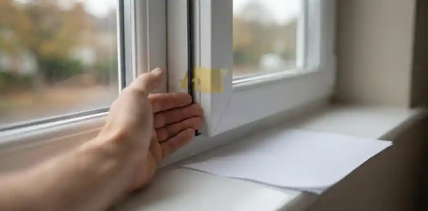 Checking window frames for draughts before sealing gaps