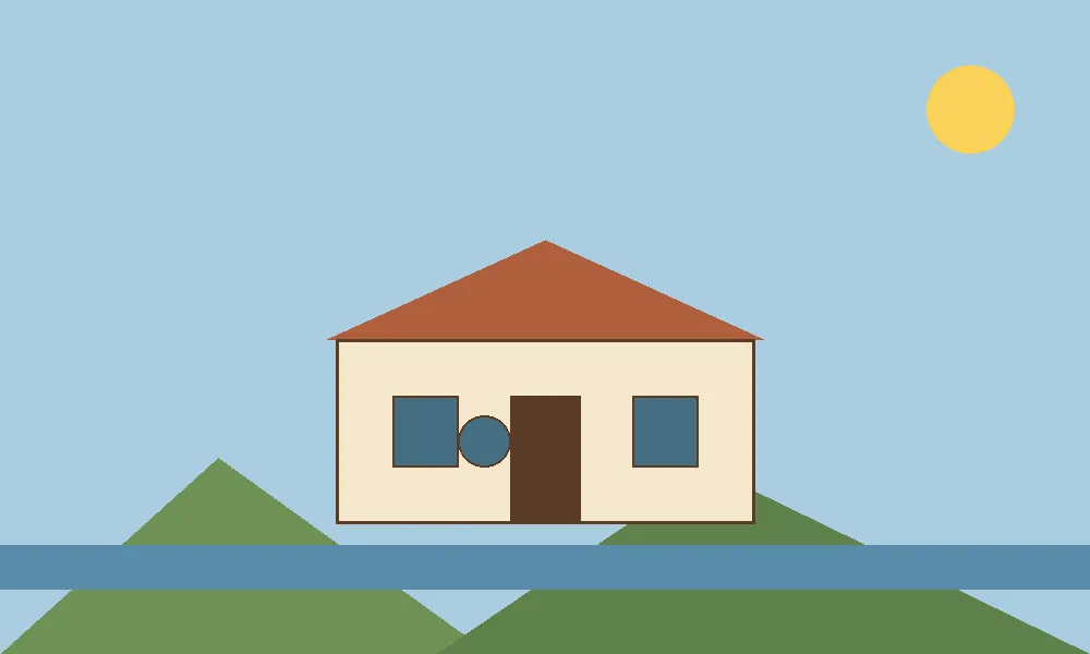 Outpost Estates style house exterior illustration