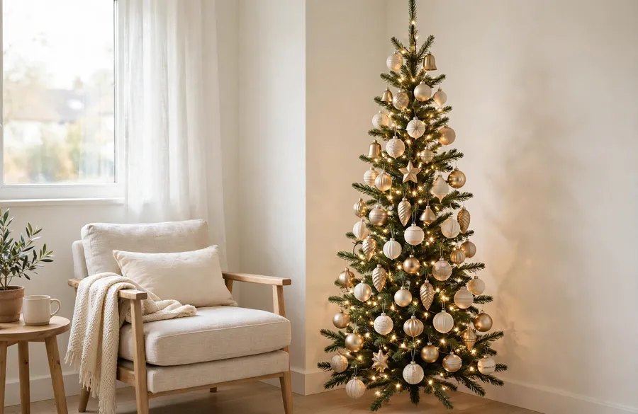 christmas living room decor ideas slim tree in a small room corner