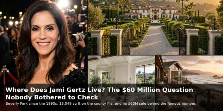 Jami Gertz house in Beverly Park with red carpet portrait and Malibu beach house views