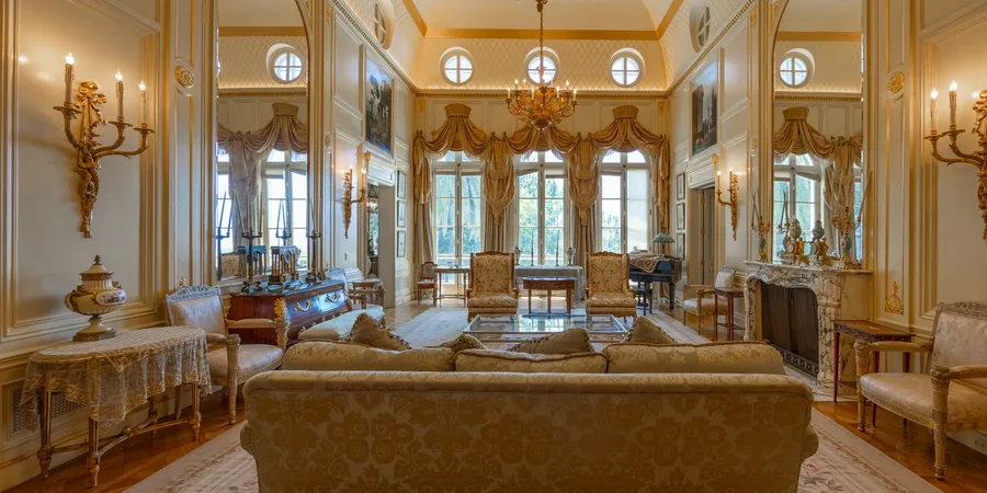Grand historic living room interior in a century-old mansion